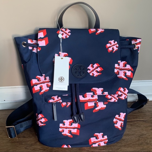 Tory Burch Handbags - Tory Burch Nylon Printed Flap Backpack